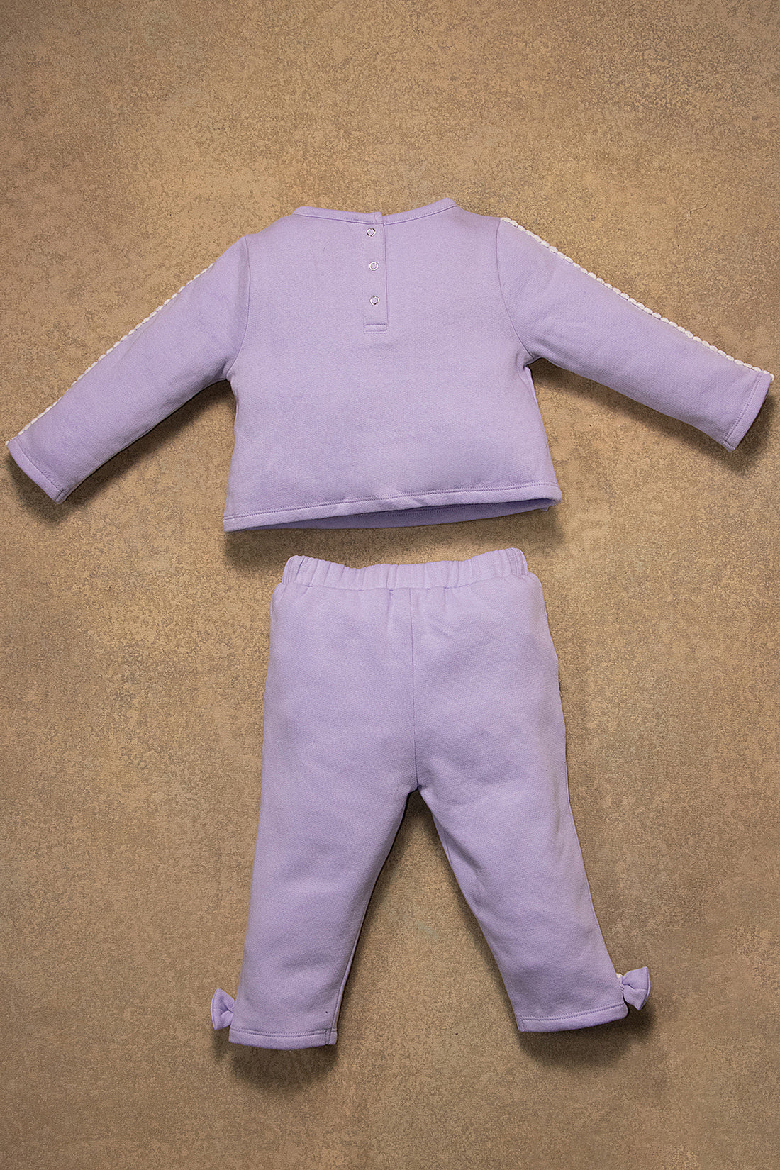 One Friday Baby Girls Lilac Solid Sweat Shirt With Track Pant