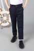 One Friday Kids Boys 100% Cotton Navy Trouser With Back Embroidery
