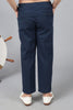 One Friday Kids Girls 100% Cotton Navy Blue Pants With Front Pocket and Embellishments