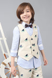 One Friday Kids Boys Beige Embroidered Waistcoat