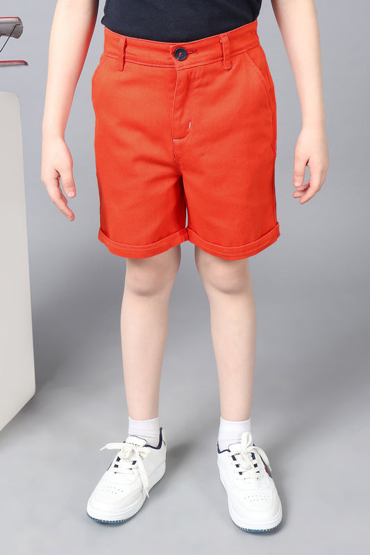 Kids Boys Red Cotton Shorts