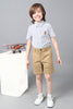 One Friday Kids Boys Khaki Cotton Knee Length Short with Embroidery