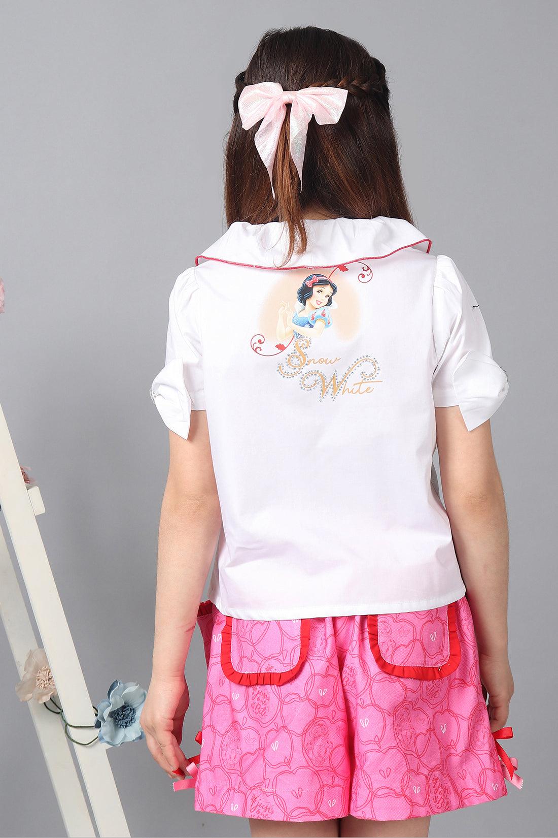 One Friday Kids Girls Disney Snow White Printed Embellished Shirt Top - One Friday World