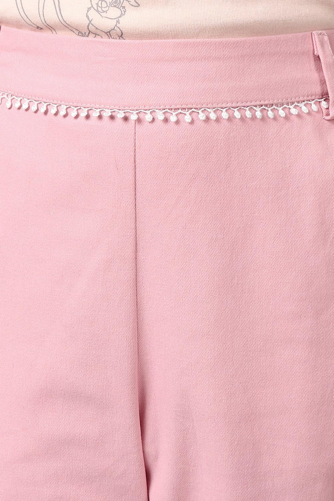 One Friday Kids Girls Pink Cotton Laced Trouser - One Friday World
