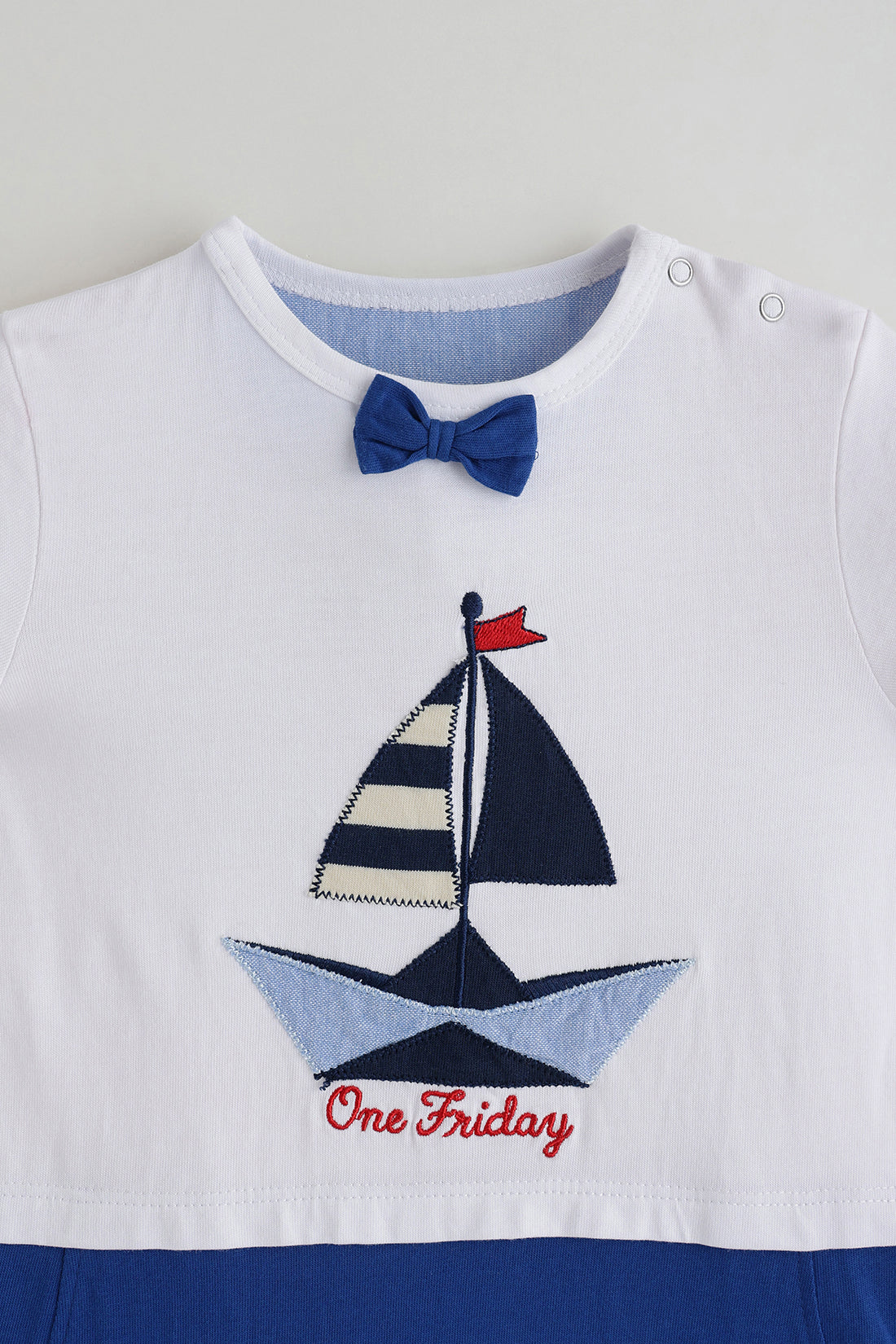 Kids Boys White Regular Half Sleeve Solid Onesie By One Friday