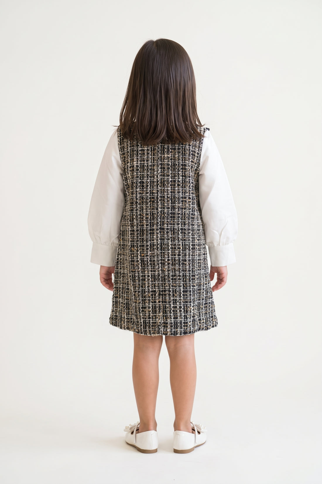Girls Multi Boucle Round Neck Full Sleeve Dress