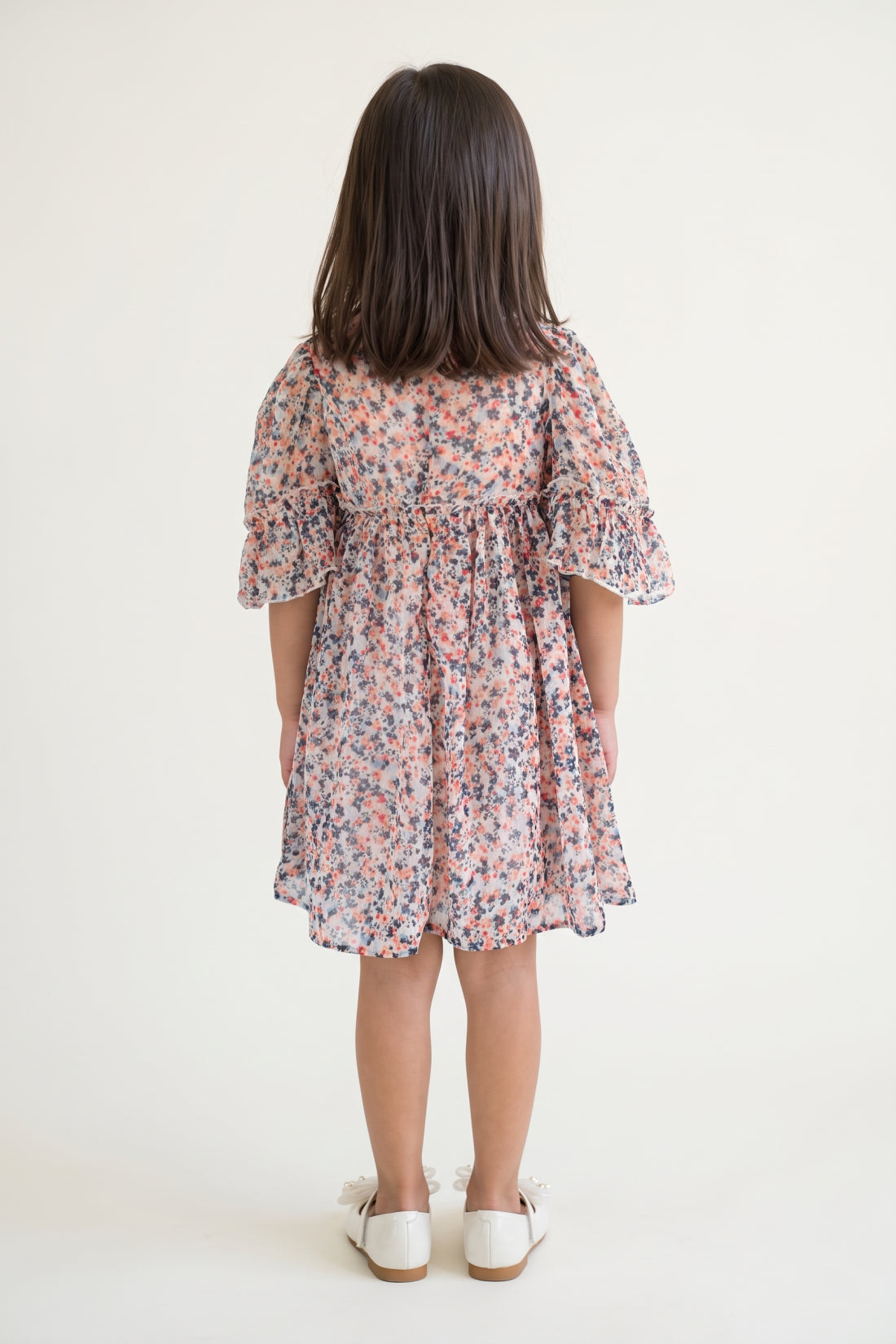 Girls Floral Print Cotton Summer Zip Dress