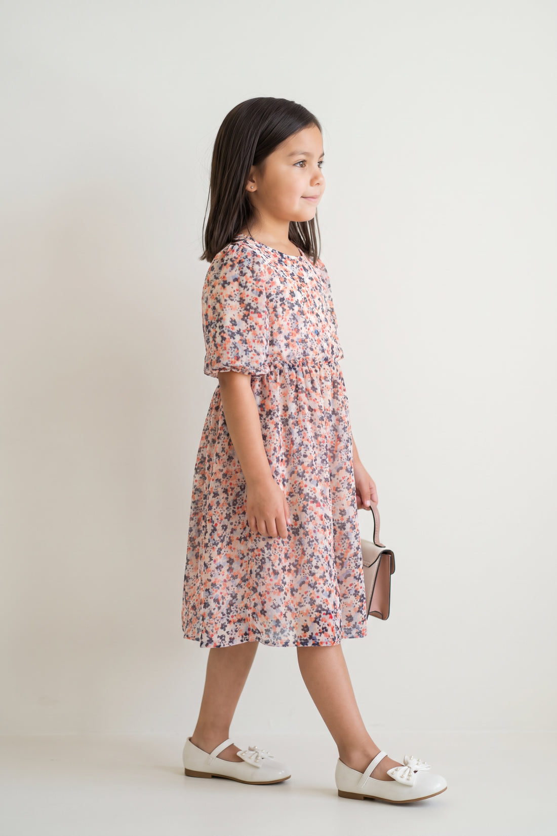 Girls Floral Print Cotton Summer Zip Dress