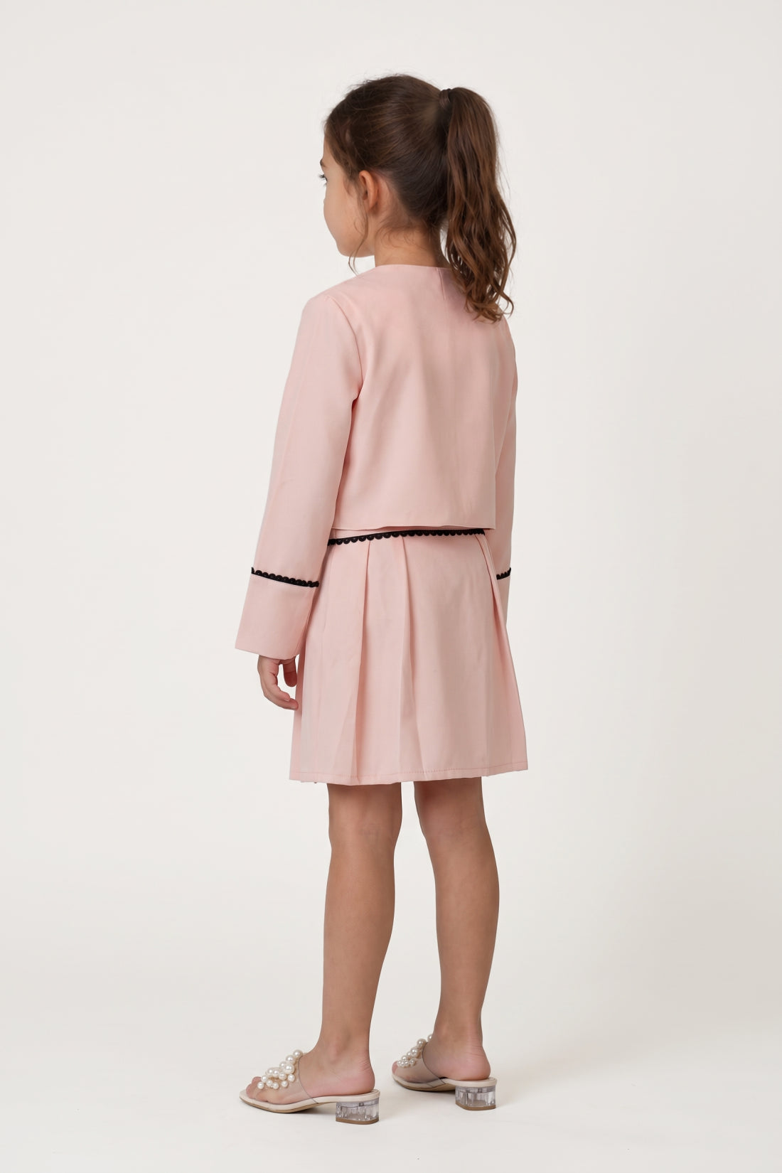 Peach Embellished Banana Crepe Jacket