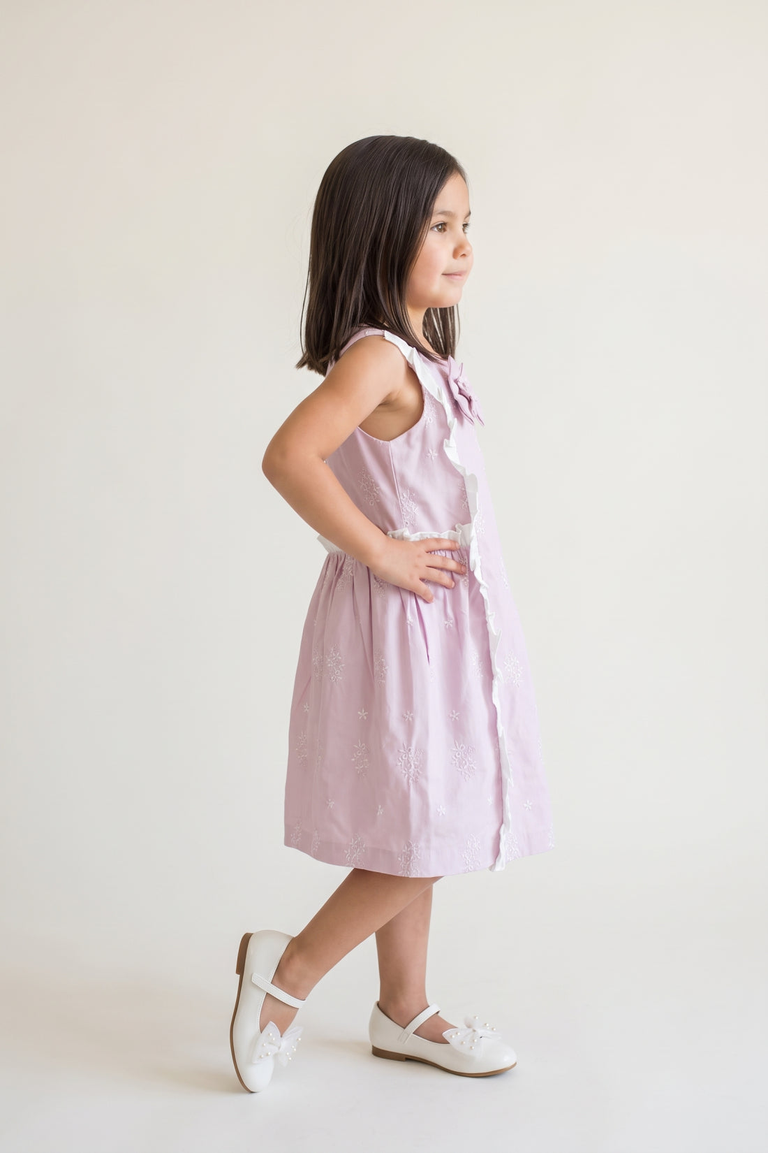 Pink Cotton Dobby Cap Sleeve Dress