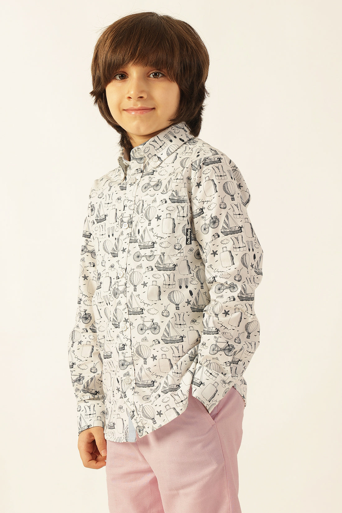 Boys Multi Color Abstract Shirt