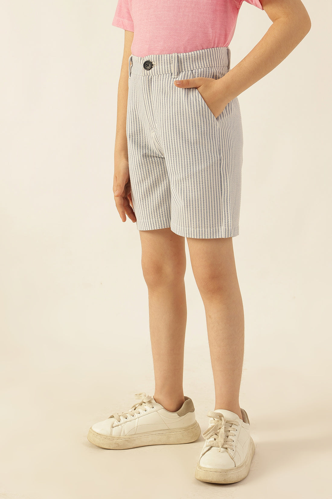 Boys Blue Striped Seersucker Shorts