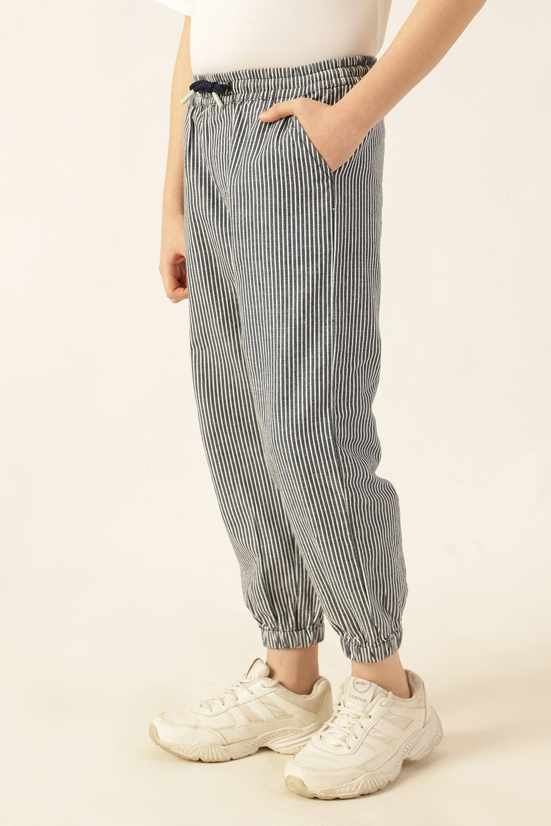 Boys Blue Striped Jogger Pants