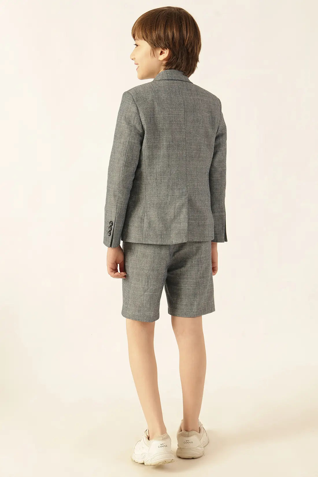 Boys Blue Solid Chambray Shorts