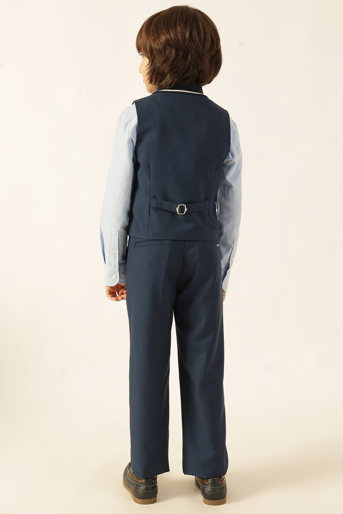 Boys Navy Blue Poly Viscose Waistcoat