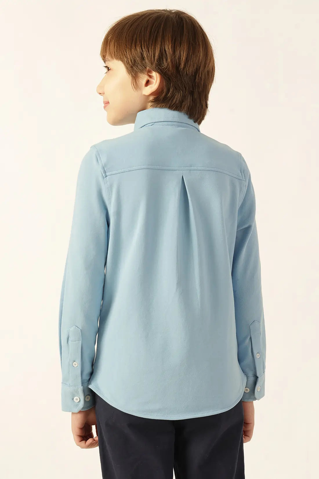 लड़कों की नीली पीके कॉटन शर्ट