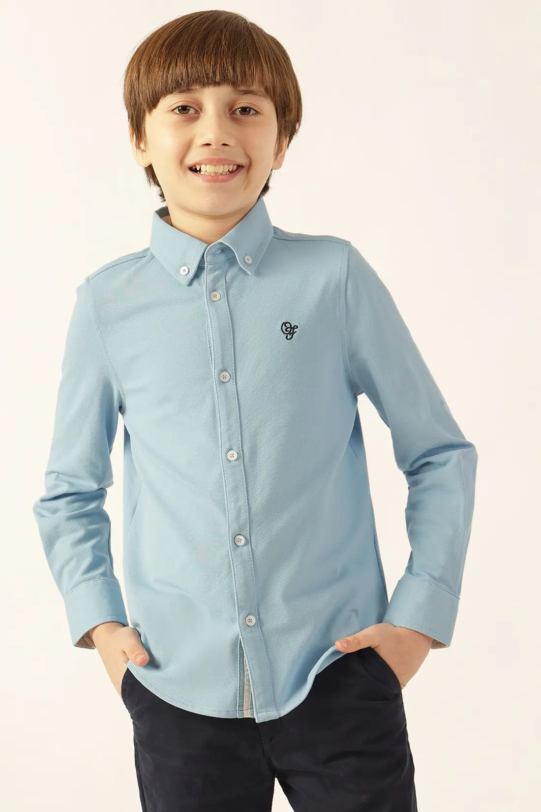 Boys Blue Pique Cotton Shirt