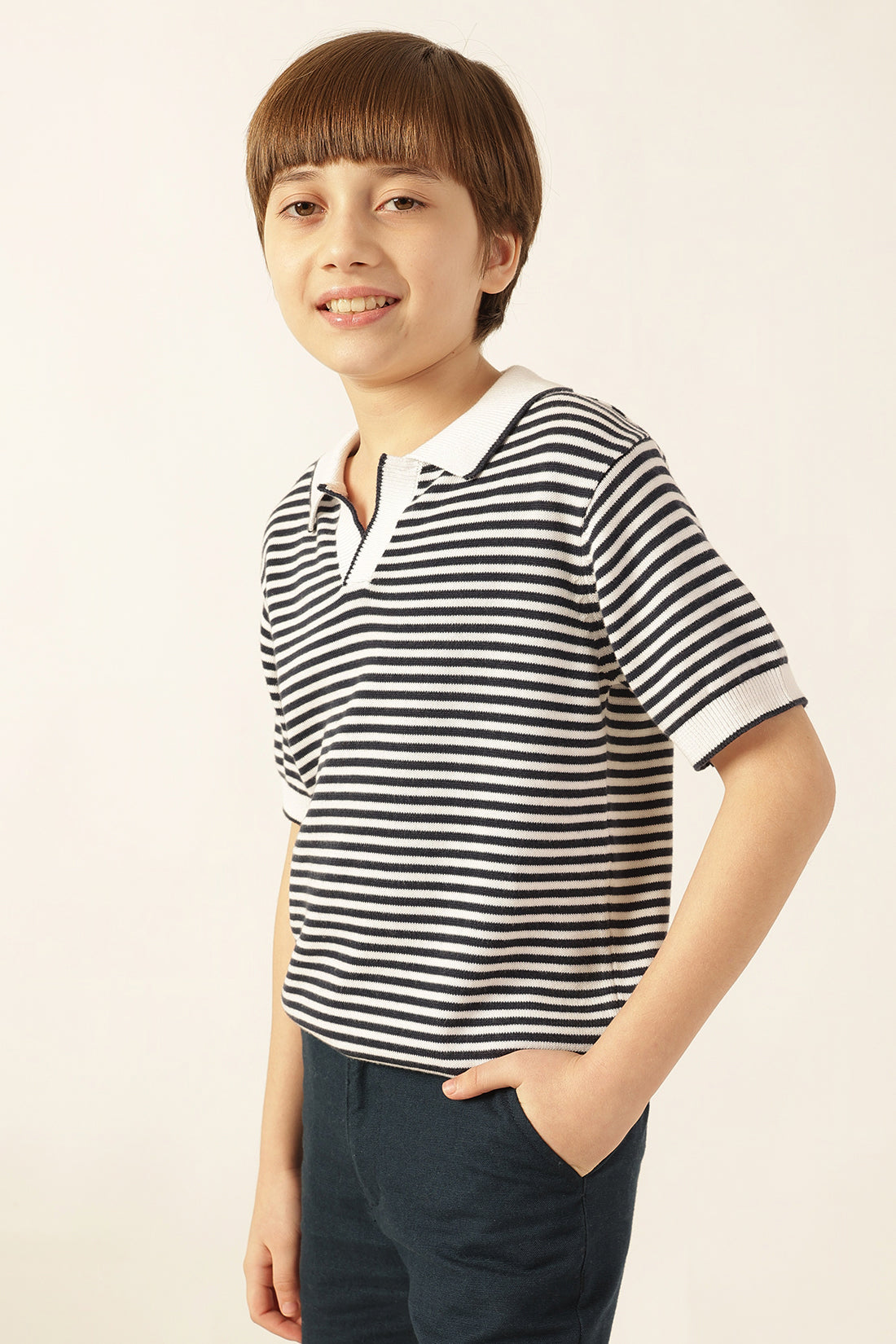 Boys Multi Striped Jacquard Polo T-Shirt