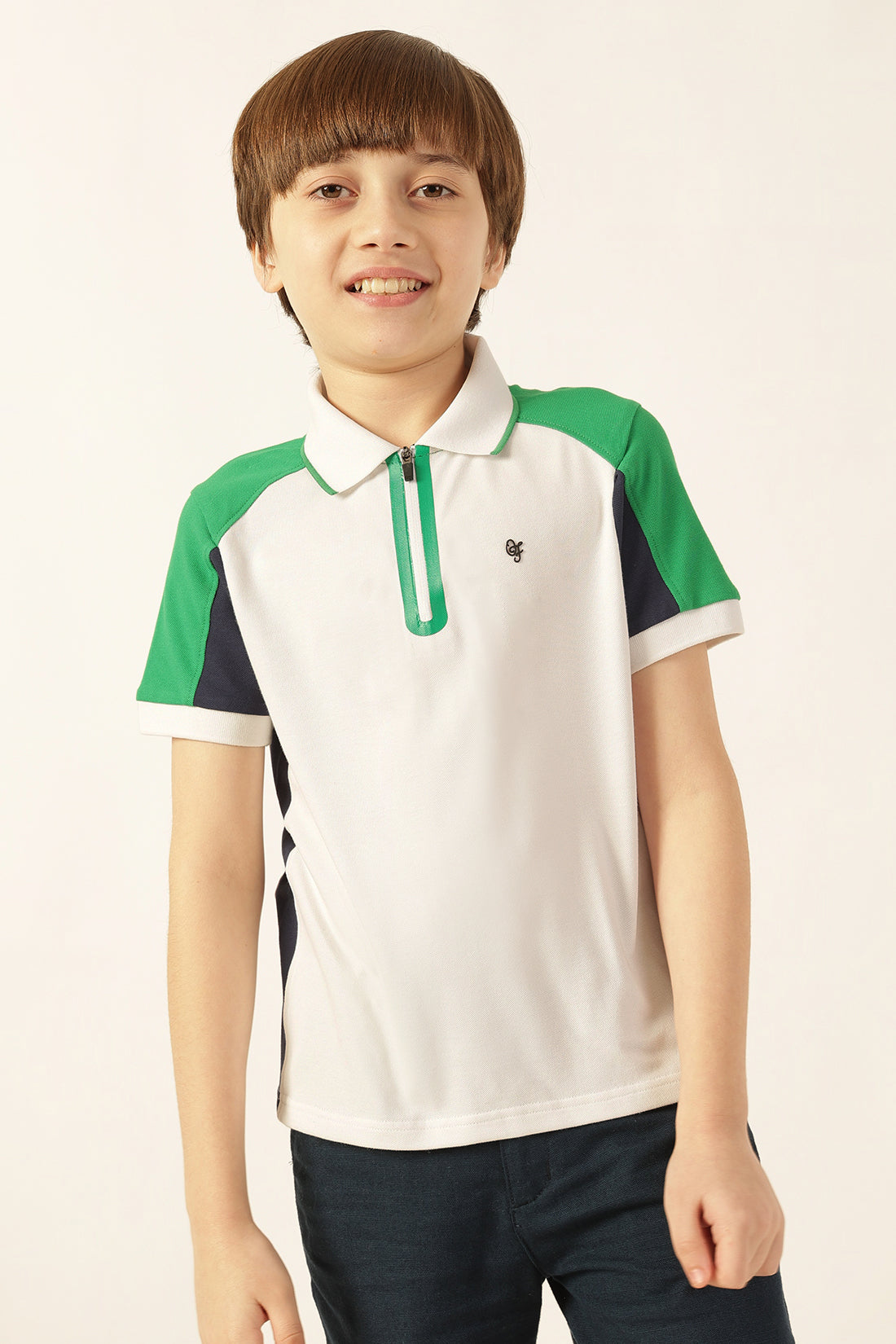 Boys Multi Solid Polo Neck Lycra T-Shirt