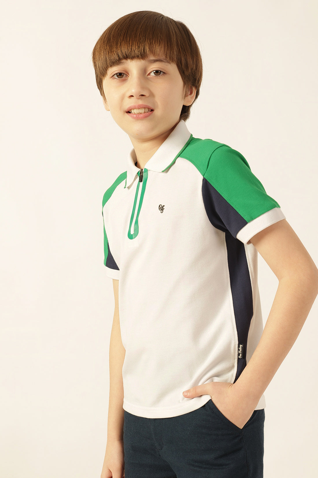 Boys Multi Solid Polo Neck Lycra T-Shirt