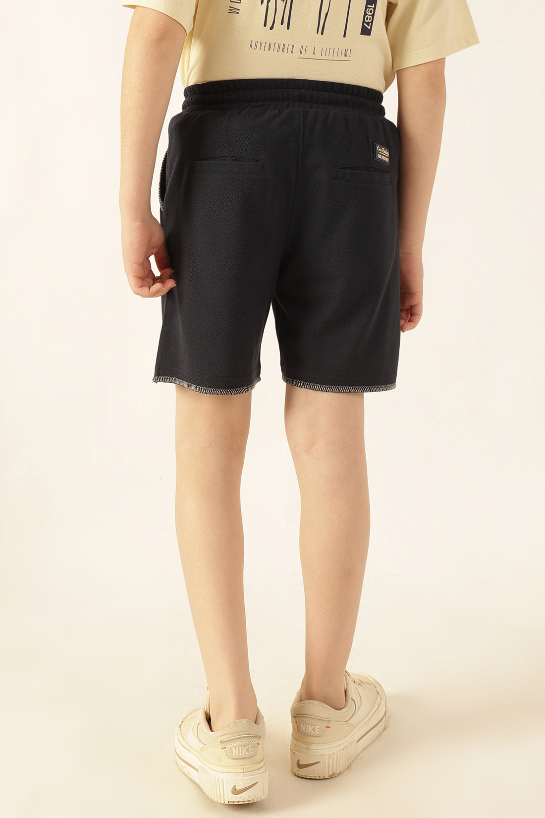 Boys Navy Blue Knit Lycra Shorts