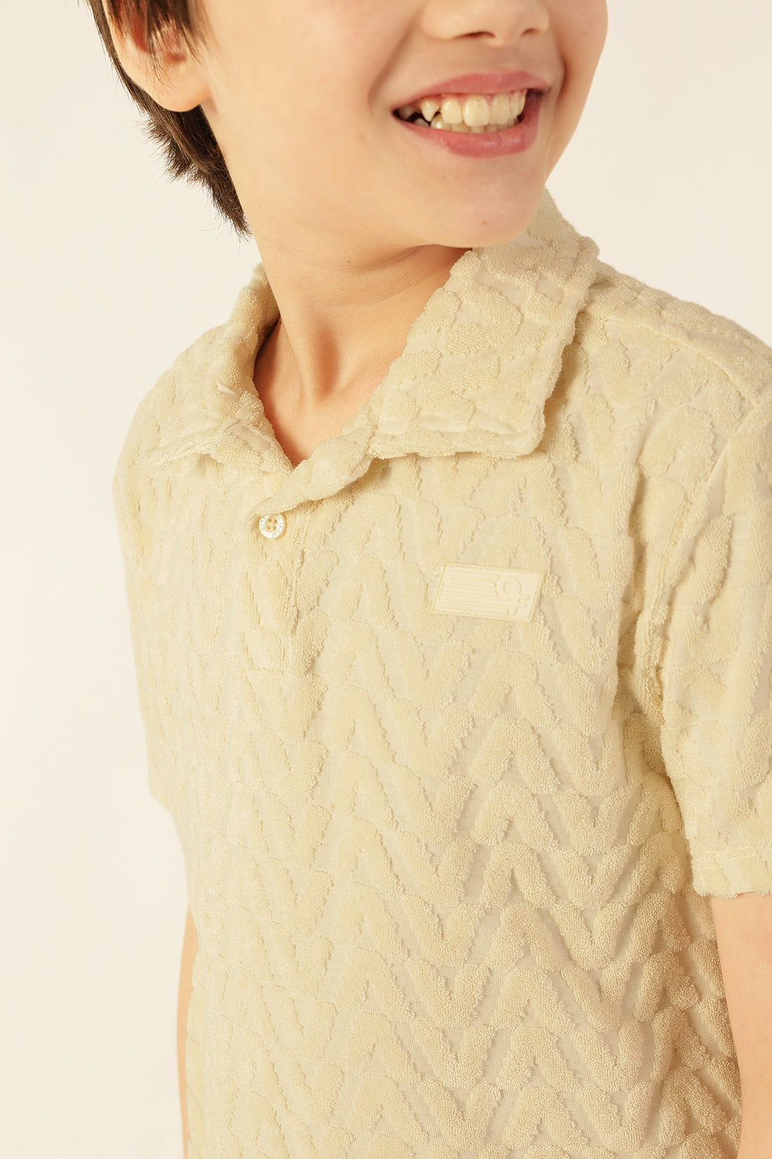 Boys Off White Abstract Terry Polo T-Shirt