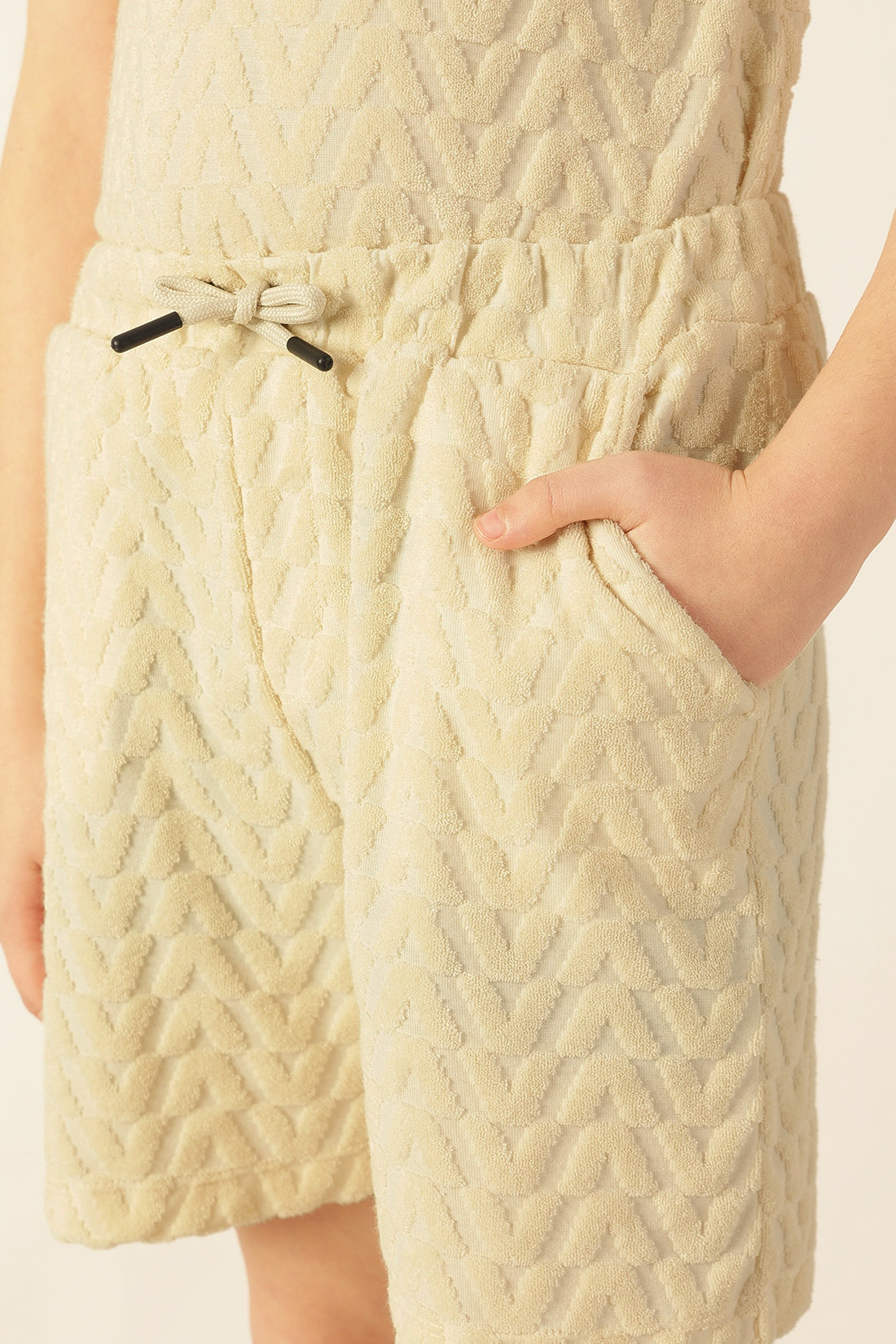 Boys Off White Abstract Terry Knit Shorts