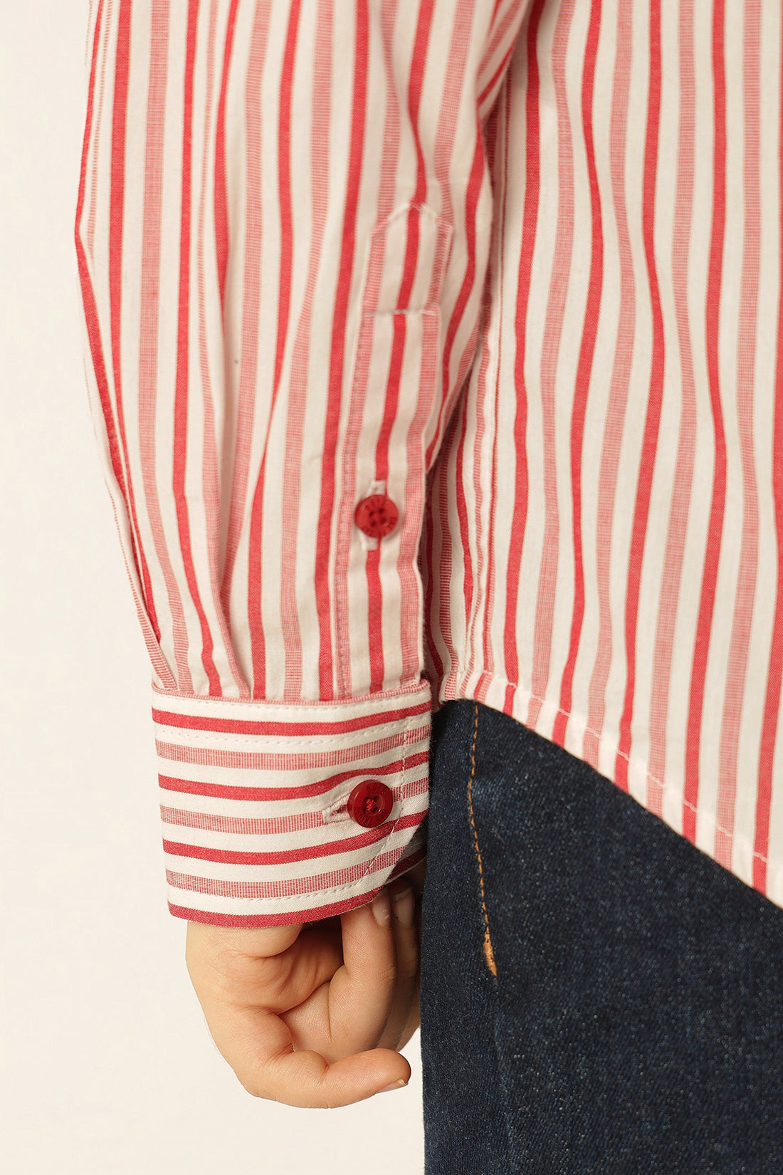 Boys Red Striped Cotton Shirt