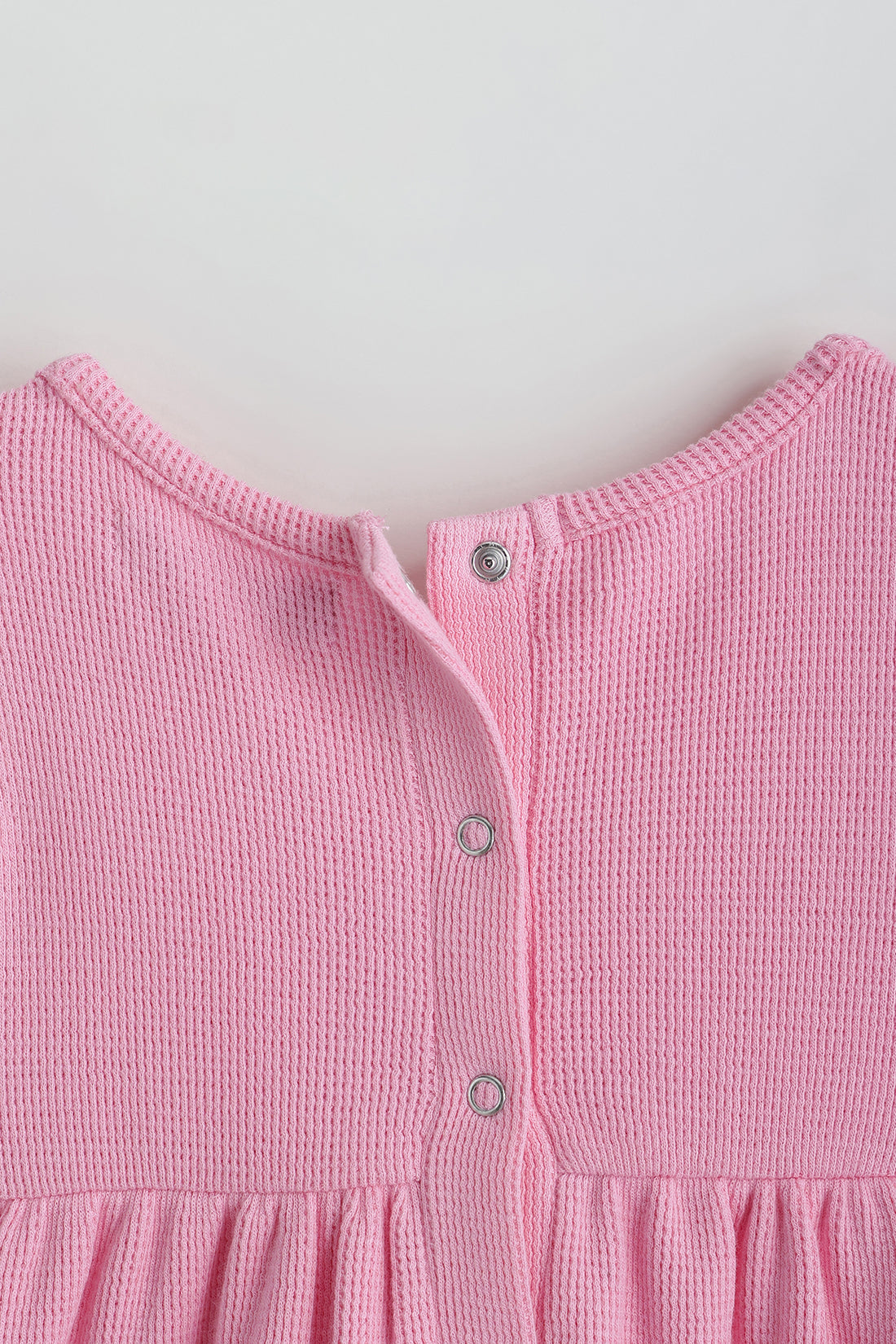 Kids Girls Pink Fit and Flare Frill Sleeve Solid Dress by One Friday