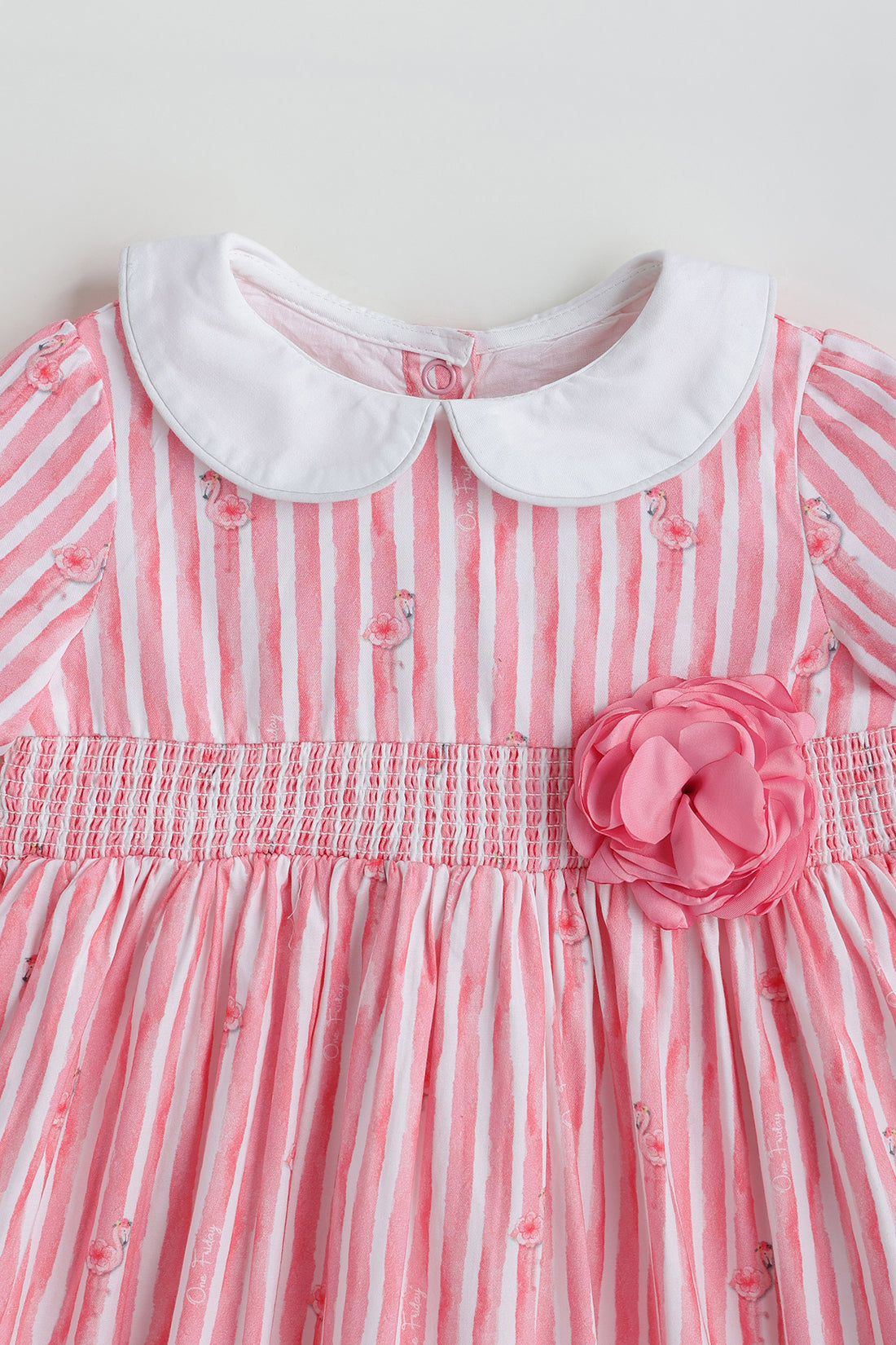 Kids Girls Pink Drop Waist Fit Cap Sleeve Printed Dress