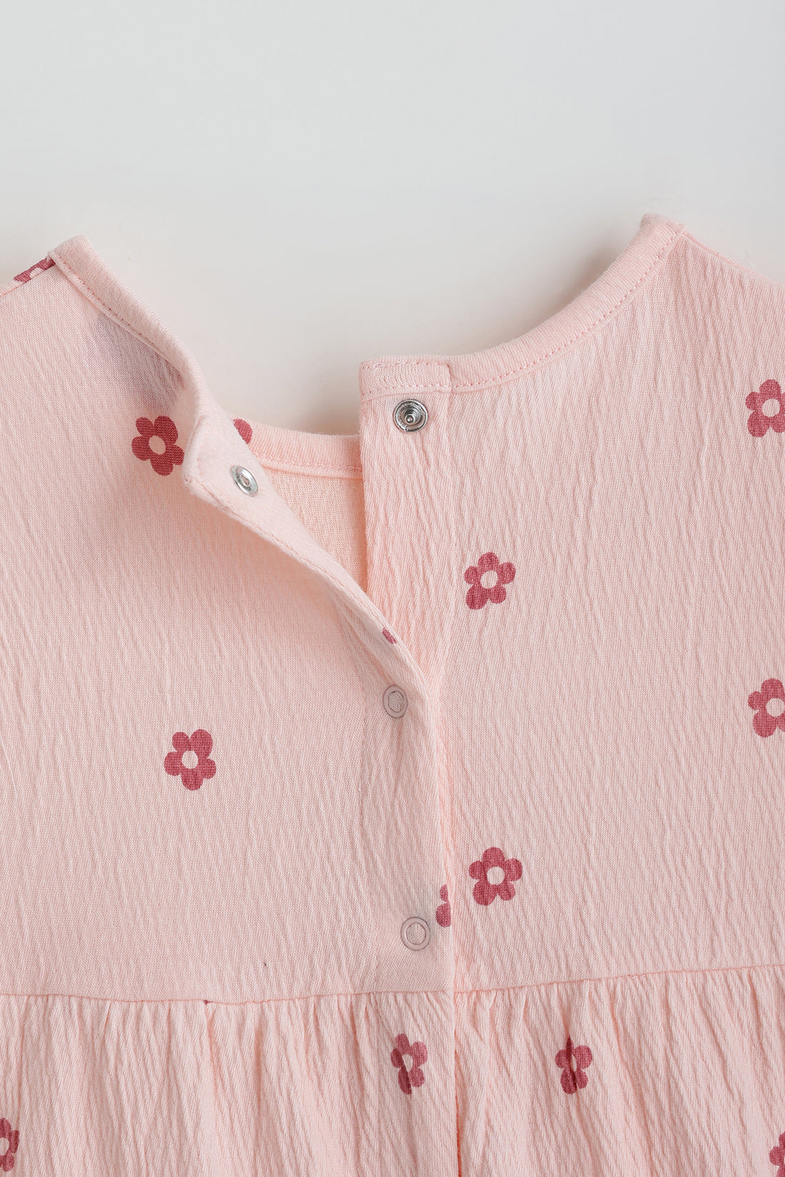 Kids Girls Peach A-Line Frill Sleeve Printed Dress by One Friday