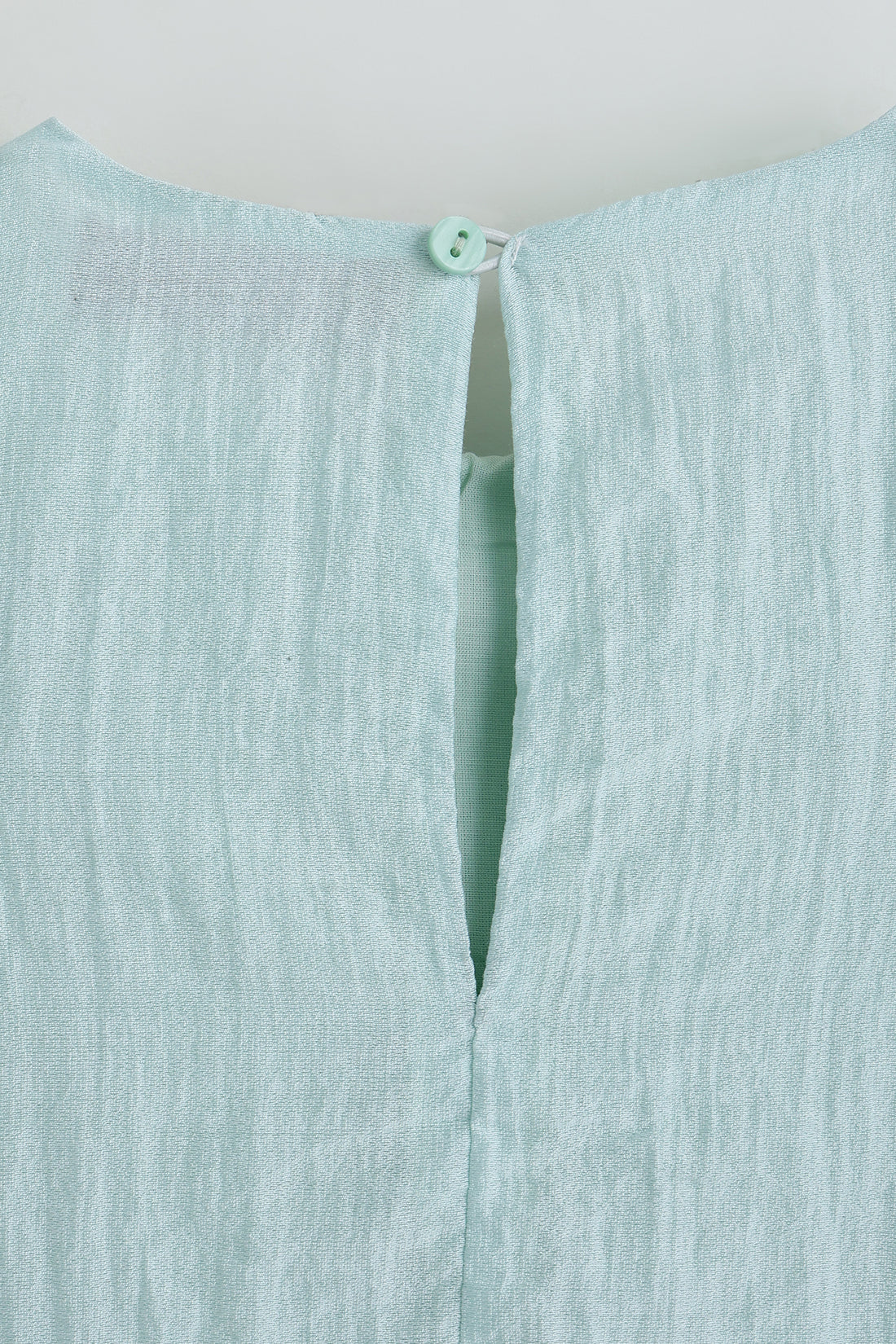 Kids Girls Mint A-Line Frill Sleeve Solid Dress