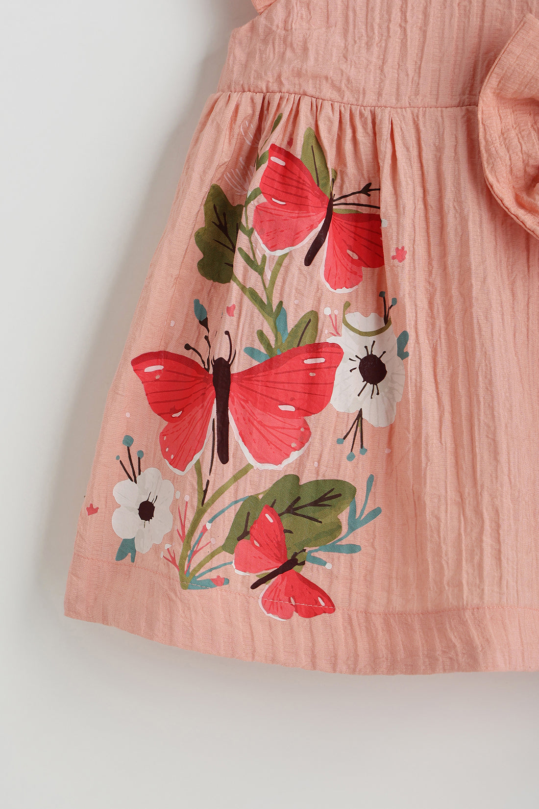 Kids Girls Peach Fit and Flare Cap Sleeve Solid Dress by One Friday