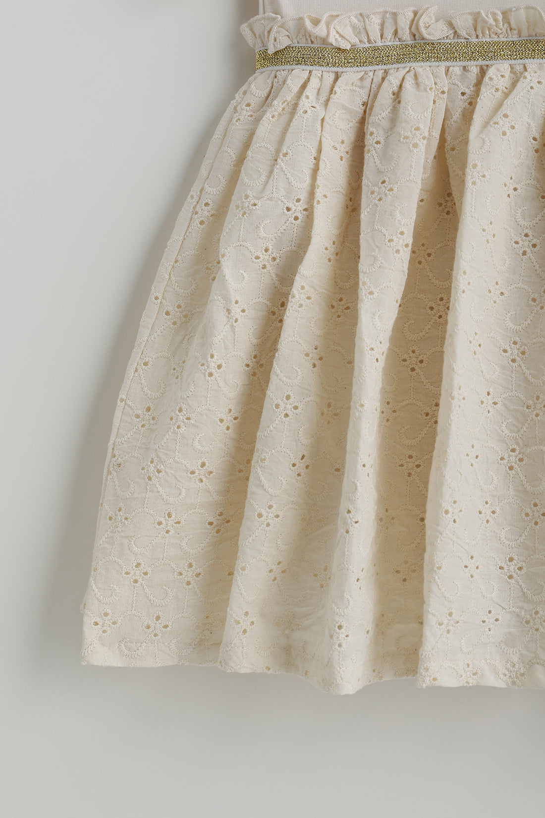 Kids Girls Beige Fit and Flare Short Sleeve Solid Dress by One Friday