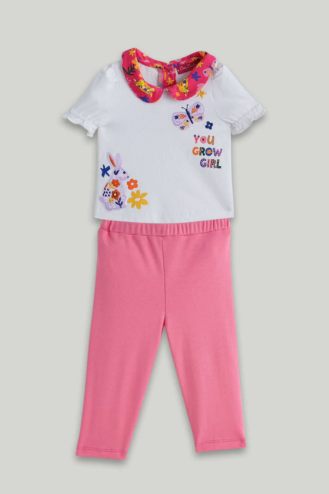 Girls Multi Printed Knit Top With Trouser