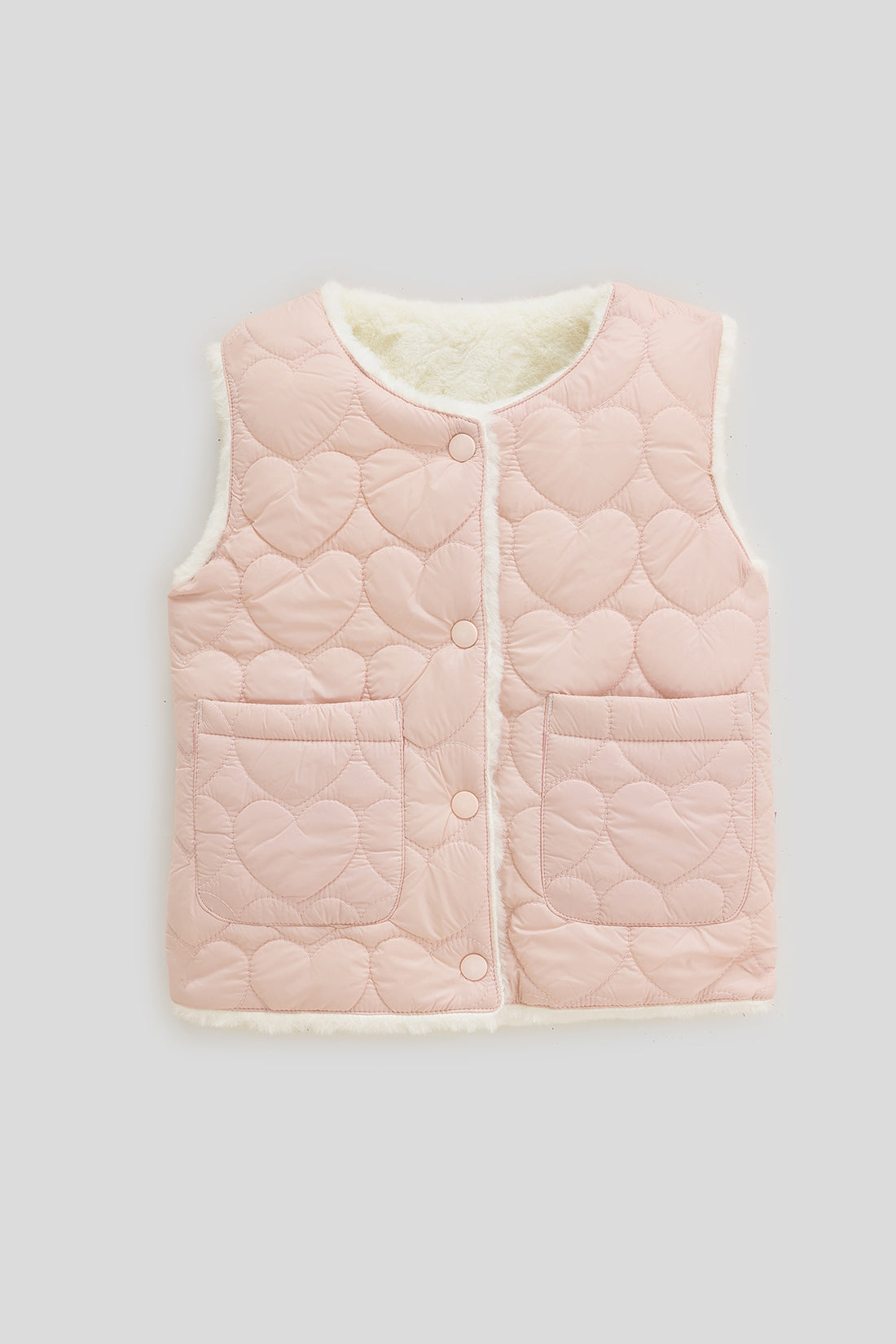 Baby Girls Pink Quilted Sleeveless Woven Jacket