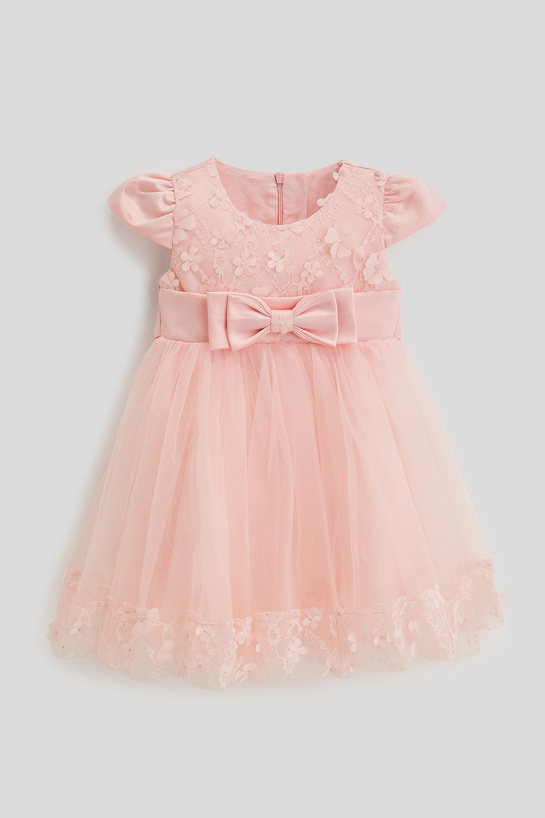 Girls Solid Zip Cap Sleeve Woven Dress