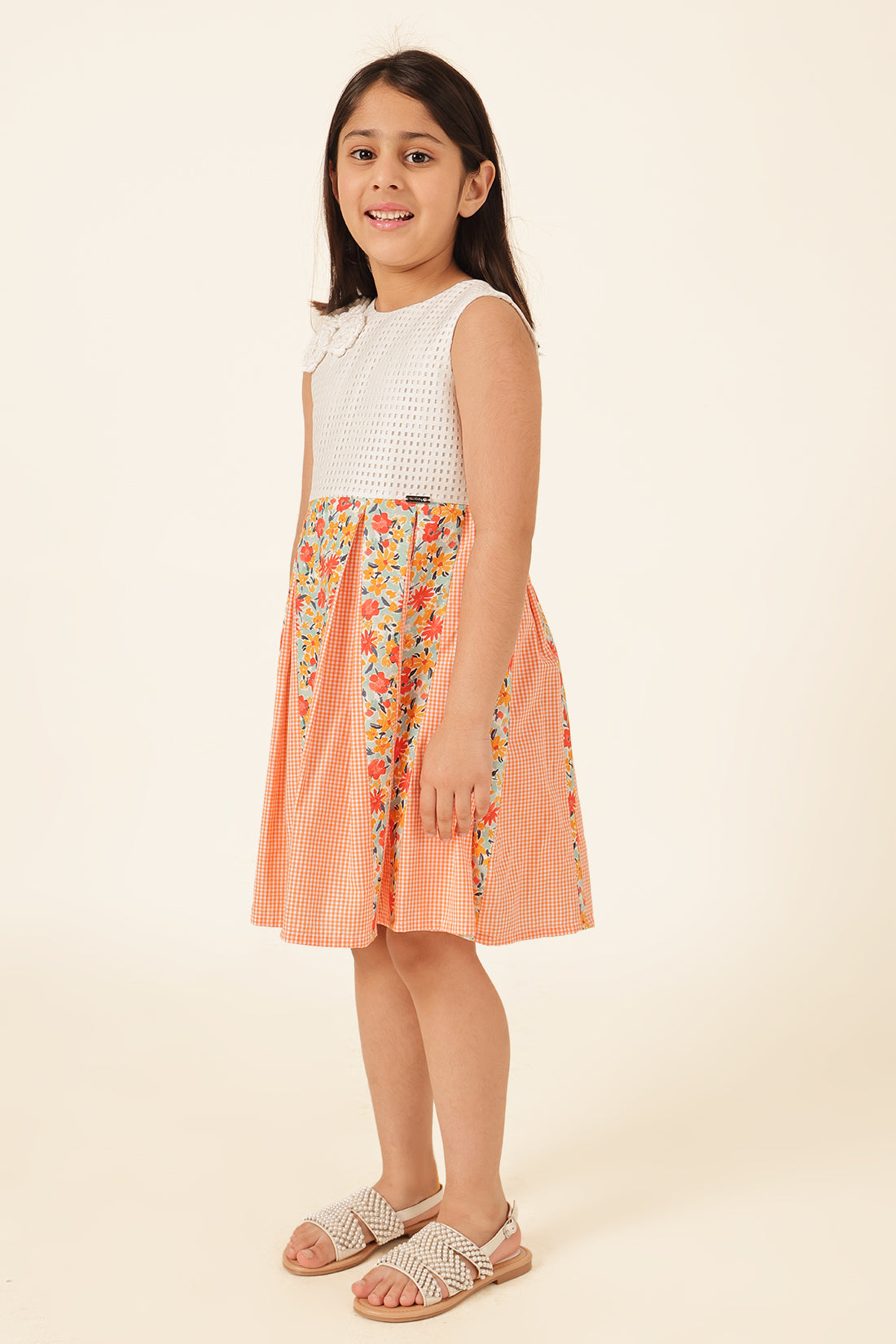 Girls Multi Floral Poly Cotton Dress