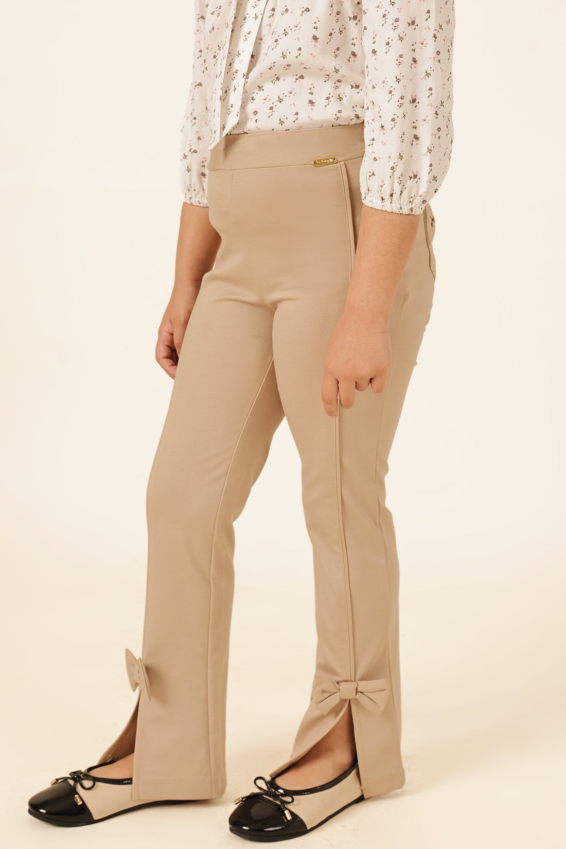 Girls Brown Solid Tencel Lycra Jegging