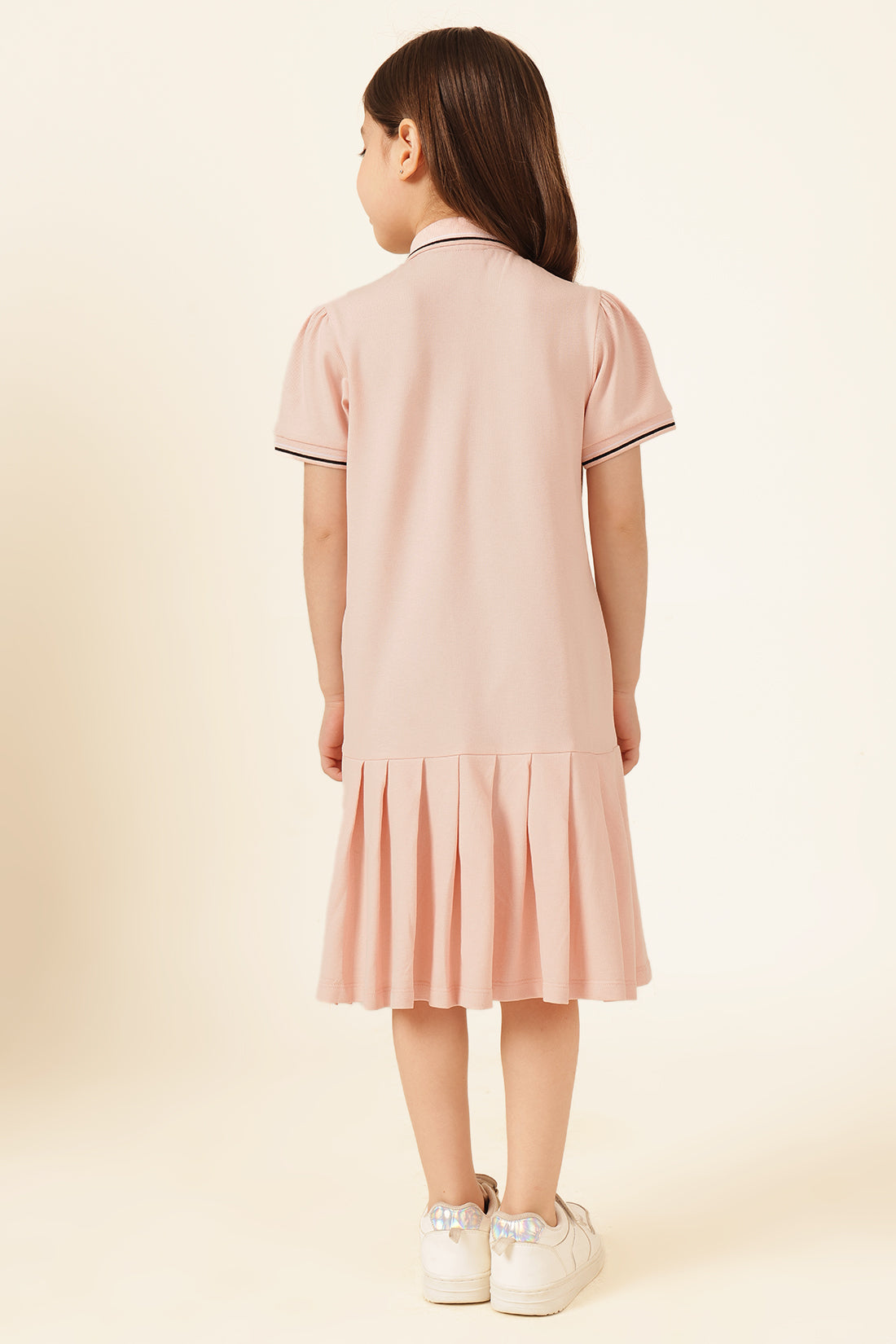 Girls Pink Polo Neck Knit Dress