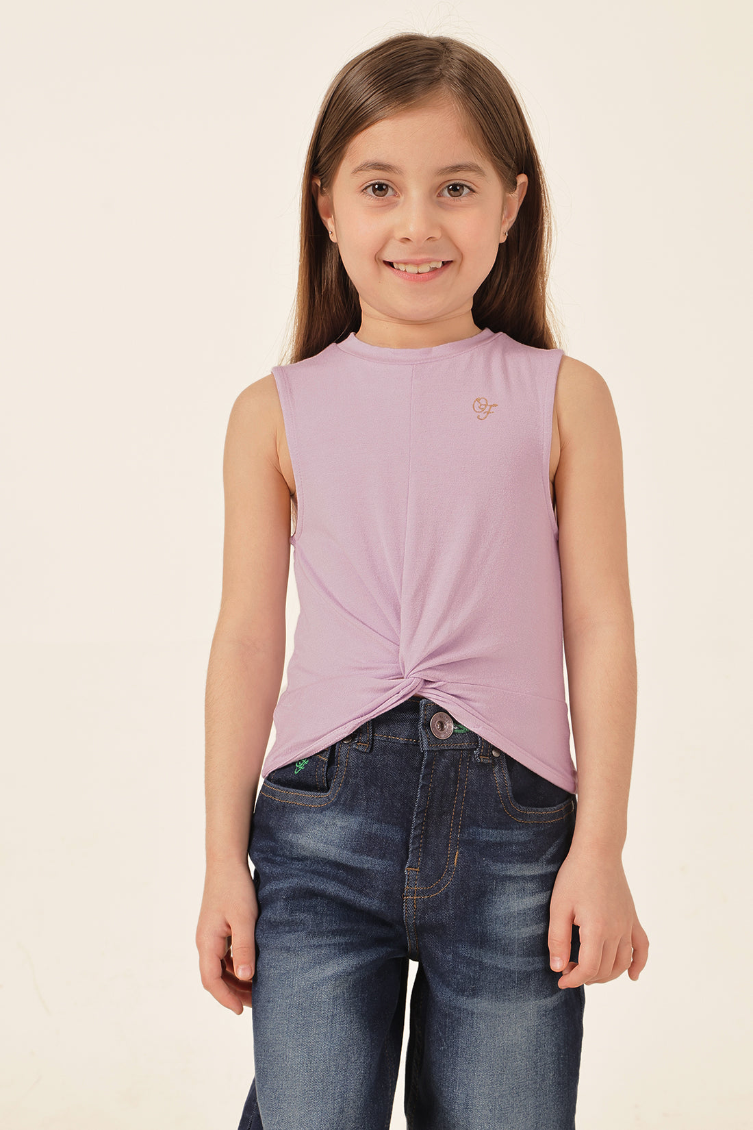 Girls Lilac Printed Cotton Jersey T-Shirt