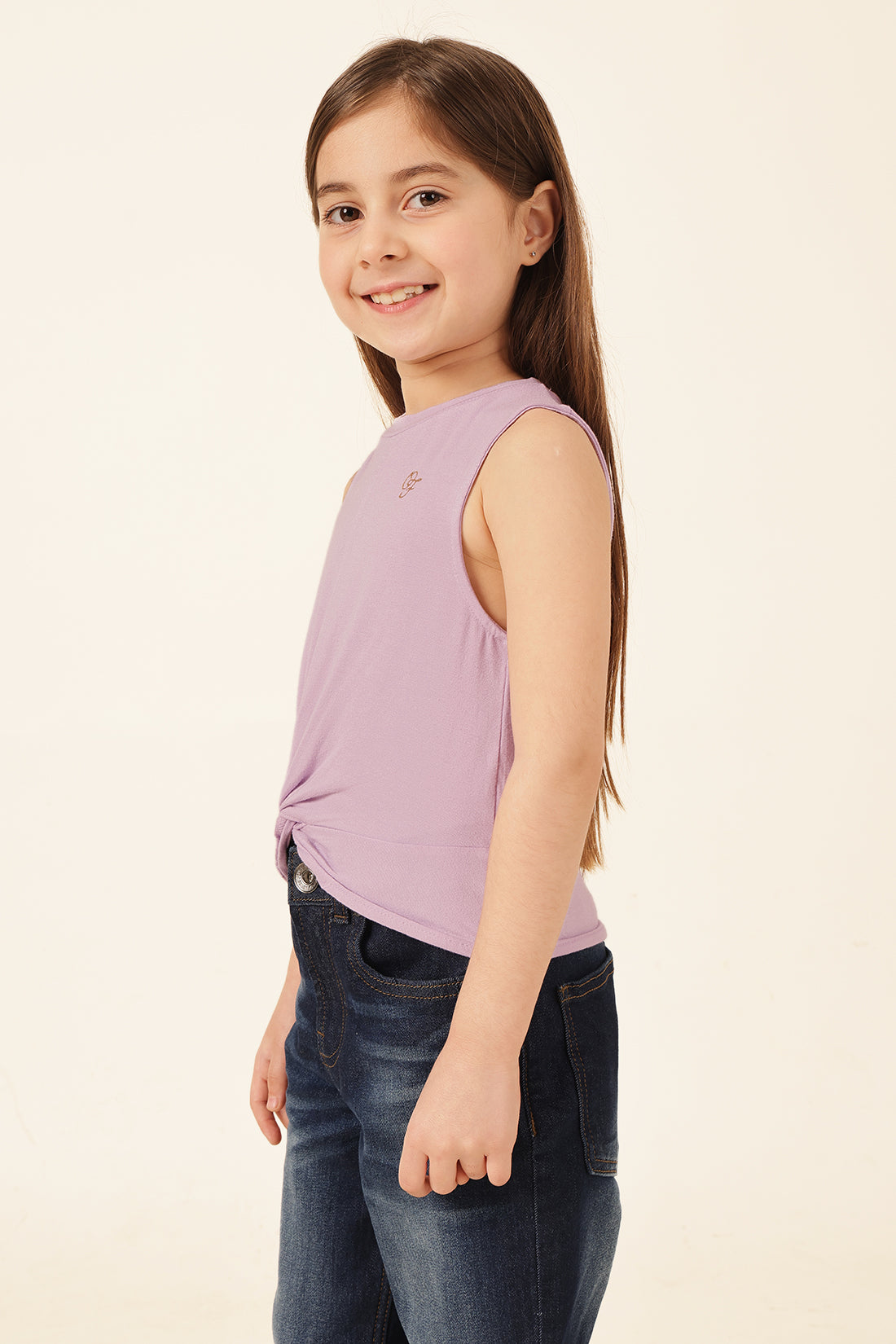 Girls Lilac Printed Cotton Jersey T-Shirt