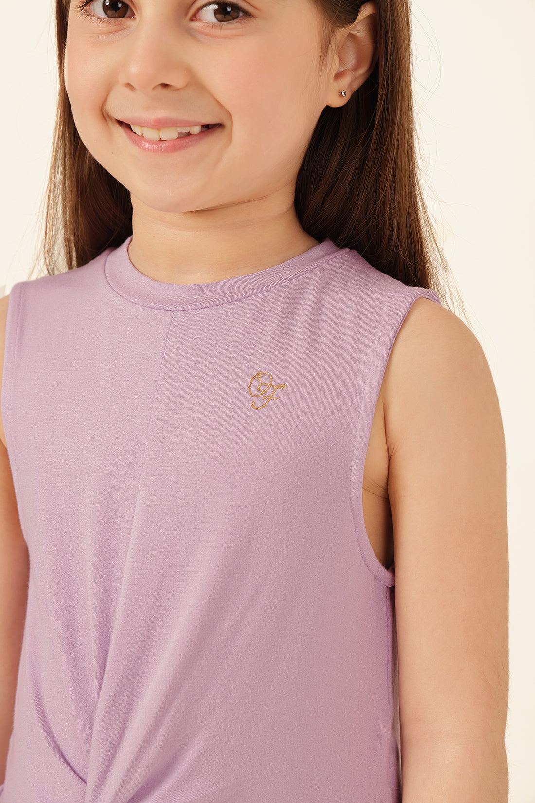 Girls Lilac Printed Cotton Jersey T-Shirt