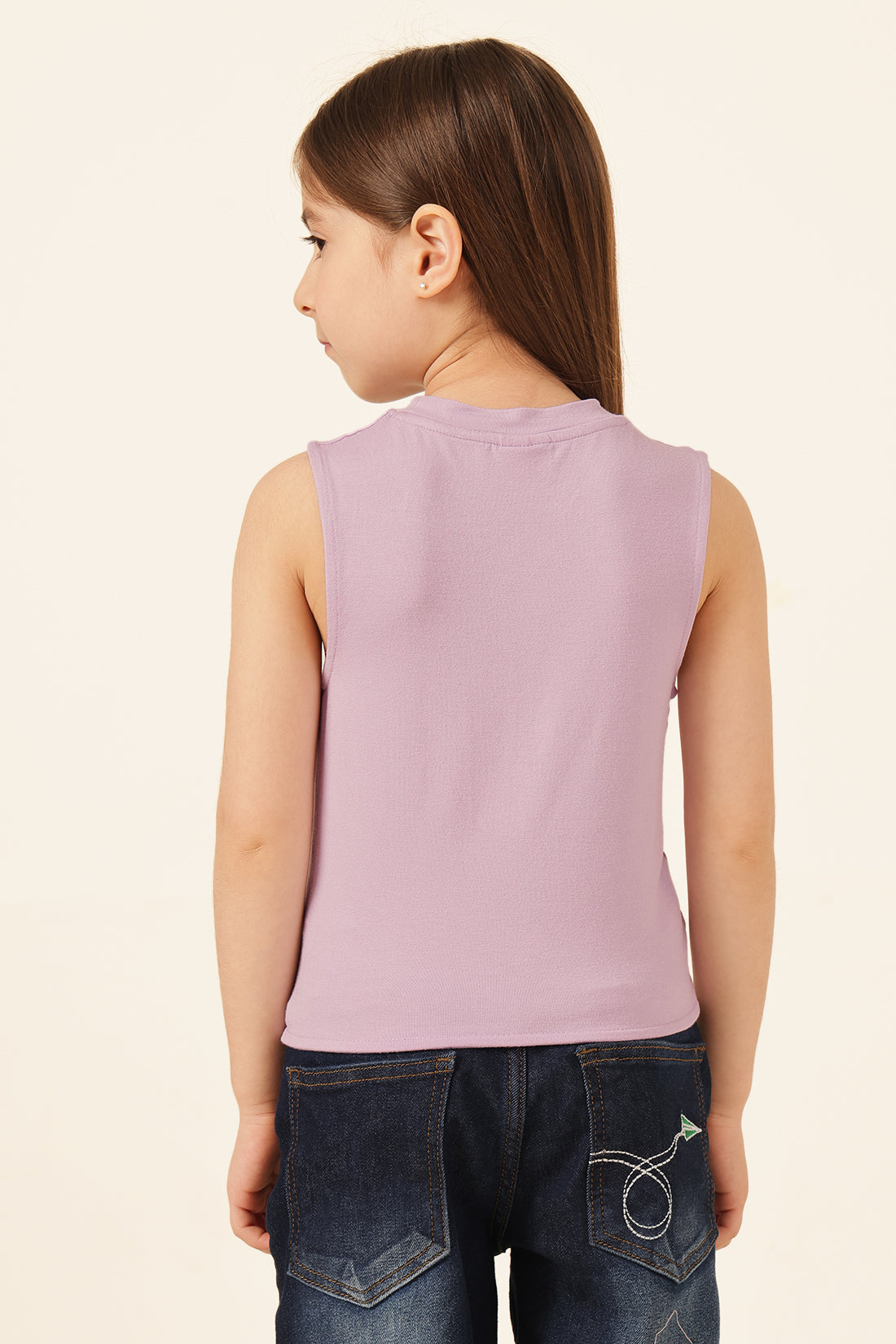 Girls Lilac Printed Cotton Jersey T-Shirt