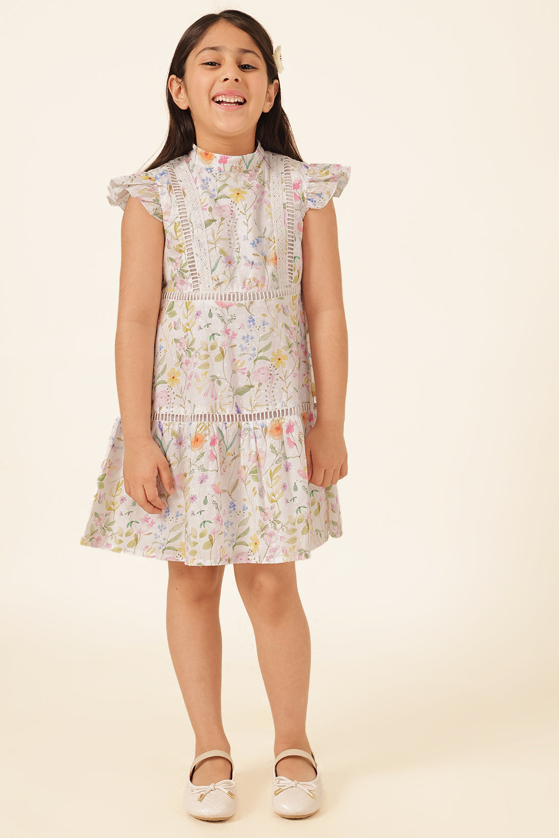 Girls Multi Printed Cotton Dobby Dress