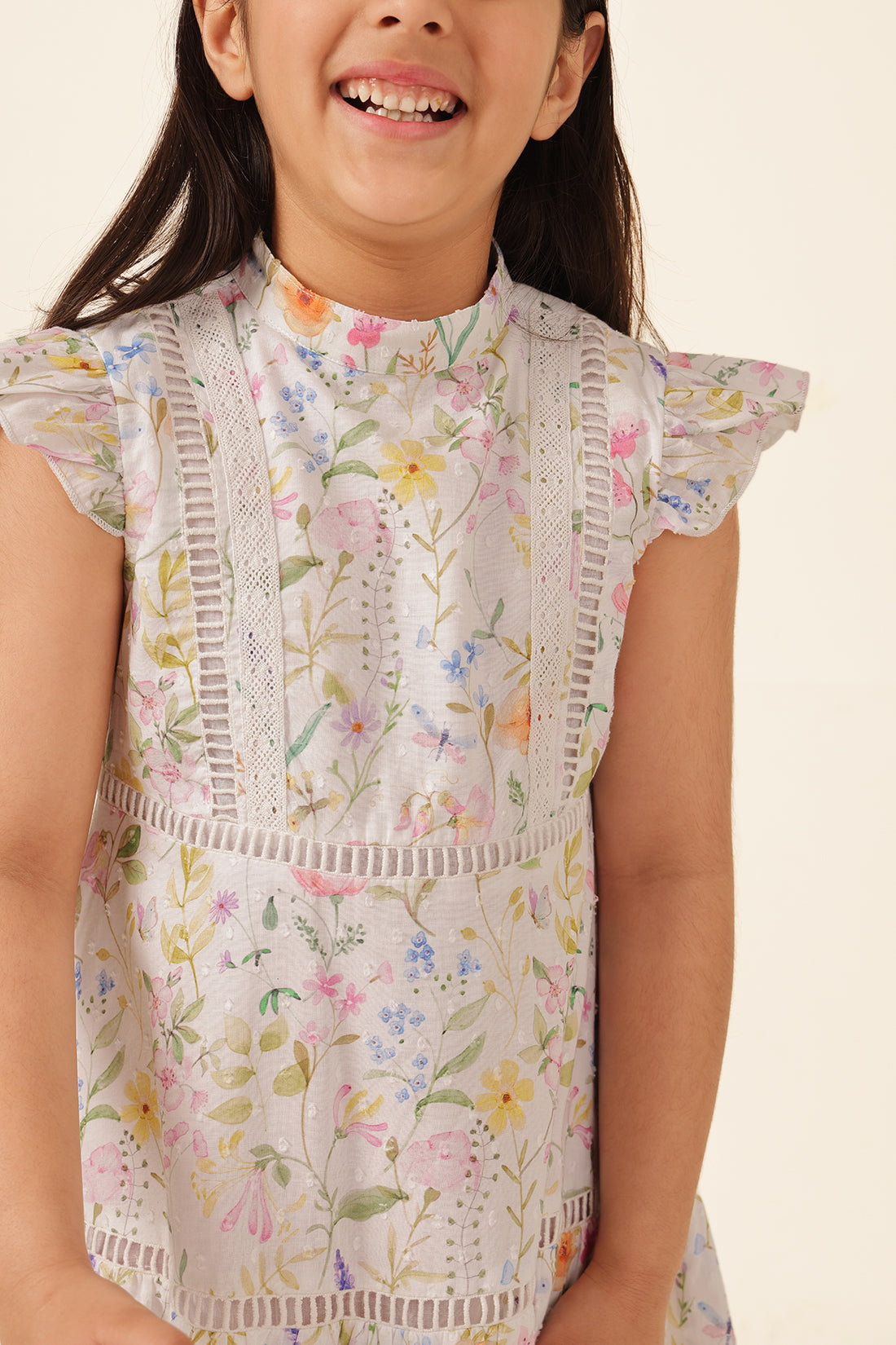 Girls Multi Printed Cotton Dobby Dress