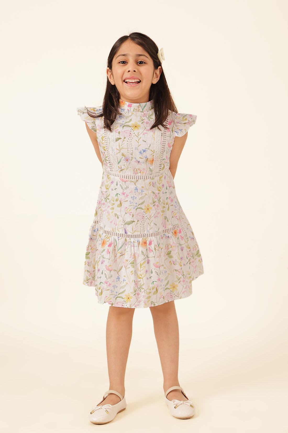Girls Multi Printed Cotton Dobby Dress