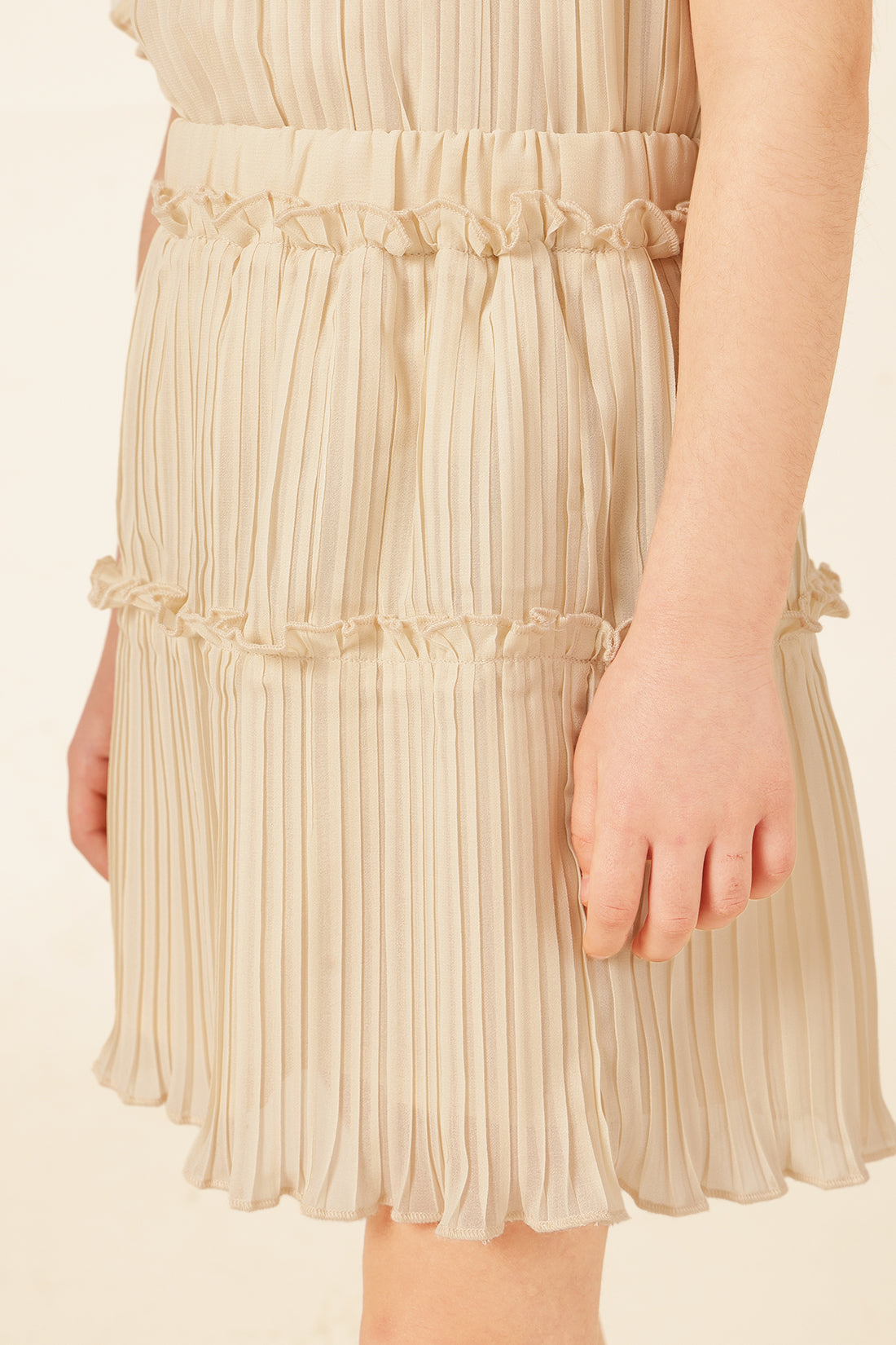 Girls Sand Solid Poly Georgette Skirt