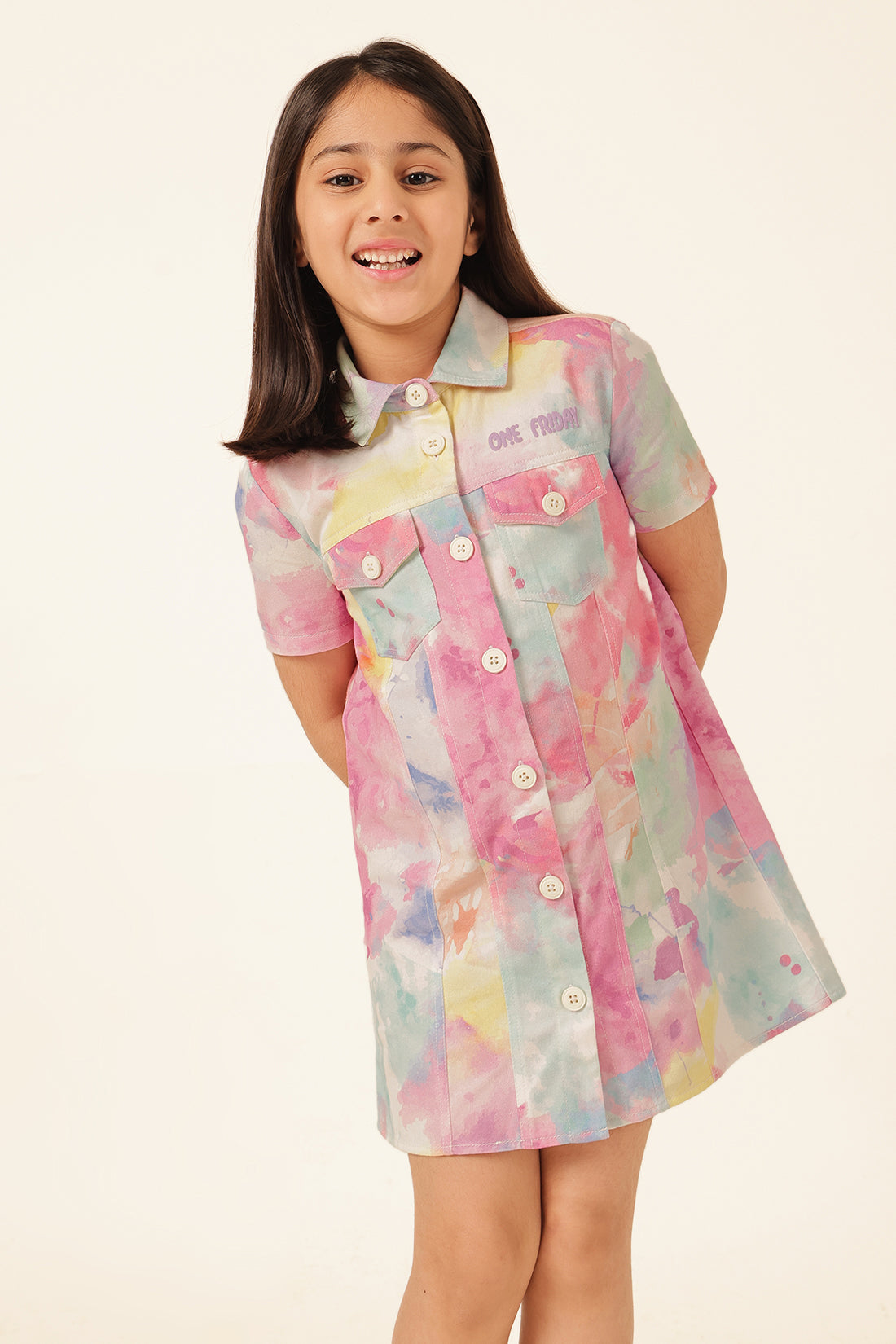 Girls Multi Tie Dye Shirt Dress