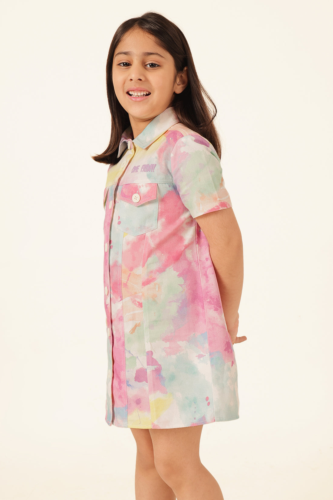 Girls Multi Tie Dye Shirt Dress